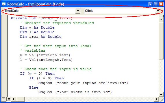 code window